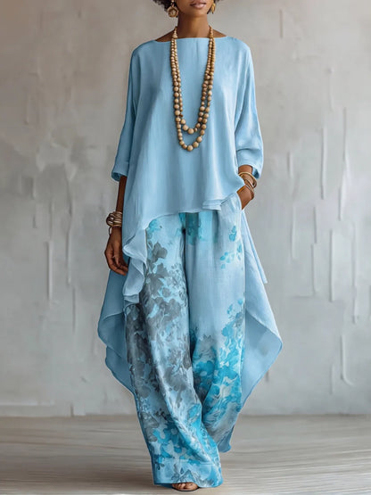 Aurora | Conjunto asimétrico floral fluido