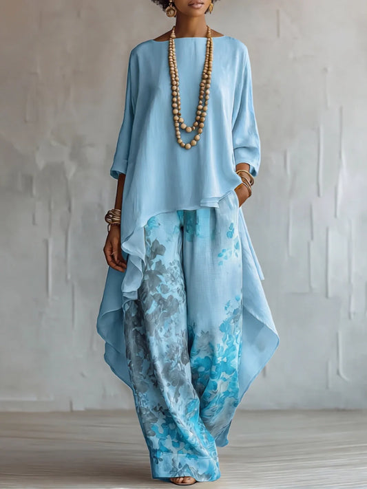 Aurora | Conjunto asimétrico floral fluido