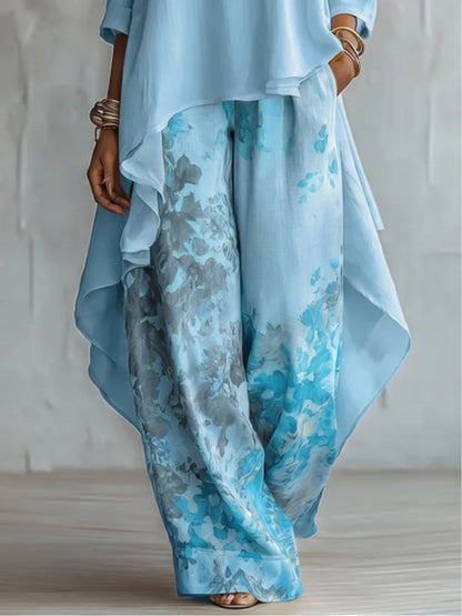 Aurora | Conjunto asimétrico floral fluido