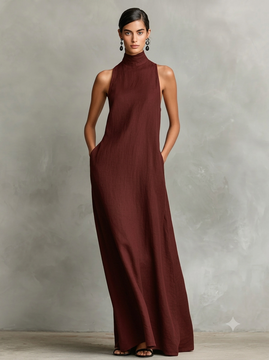 Adriana | Vestido largo elegante con bolsillos